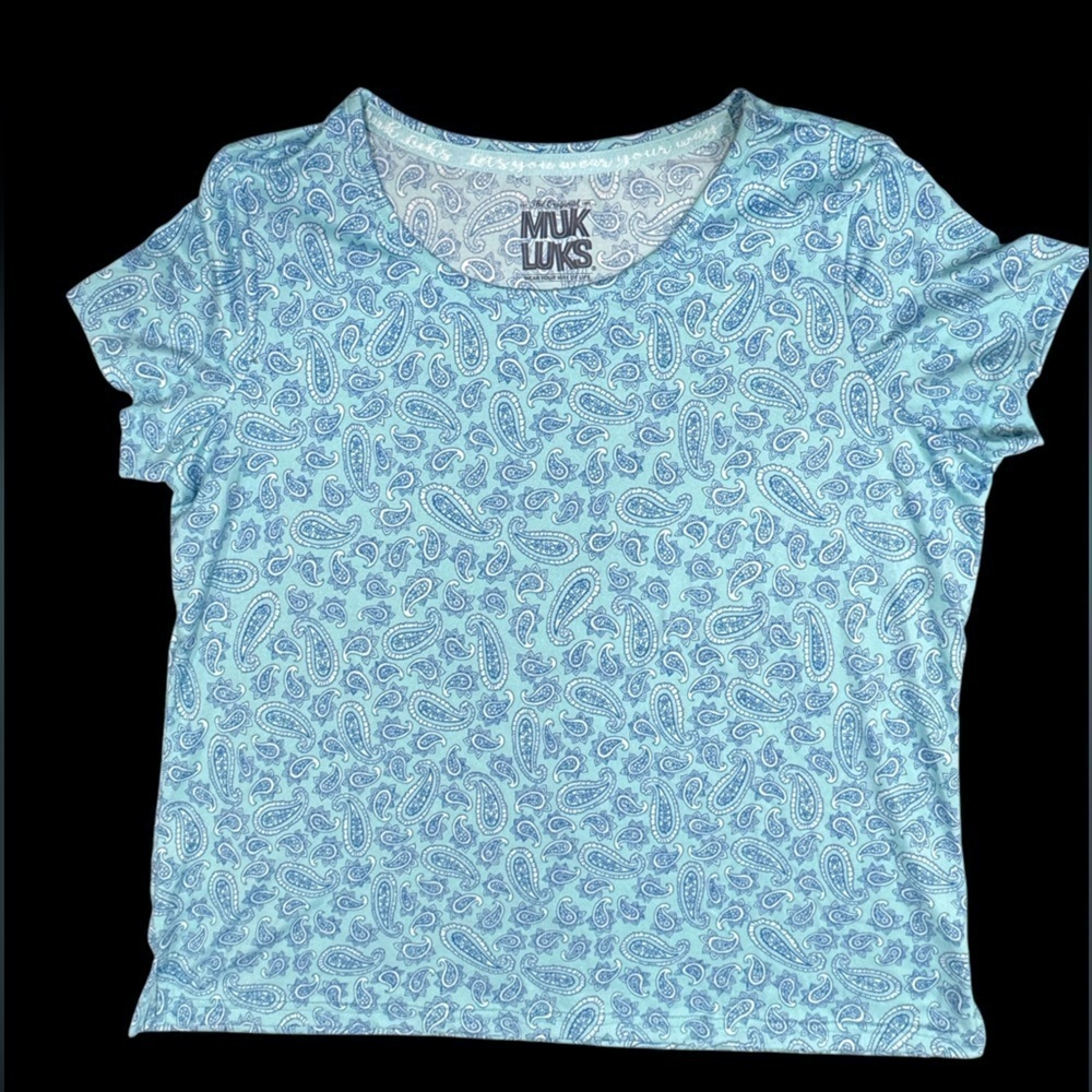 Blue Paisley pattern MUK LUK Top ps p27